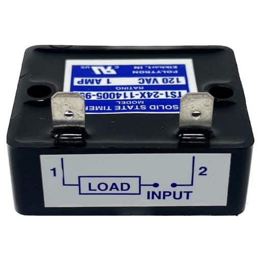 TS1-24X-114005-95 time delay relay, side view with manufacturers label in English