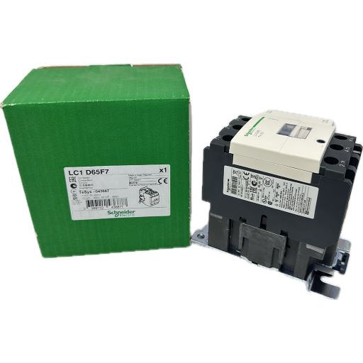 LC1D65F7 Front view contactor next to box