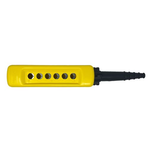 Part Number XACA06H7 six button yellow pendant enclosure empty front view
