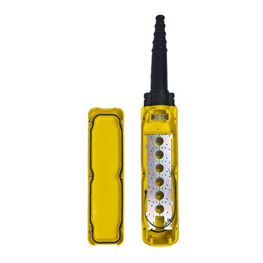 Part Number XACA06H7 six button yellow pendant enclosure empty inside view