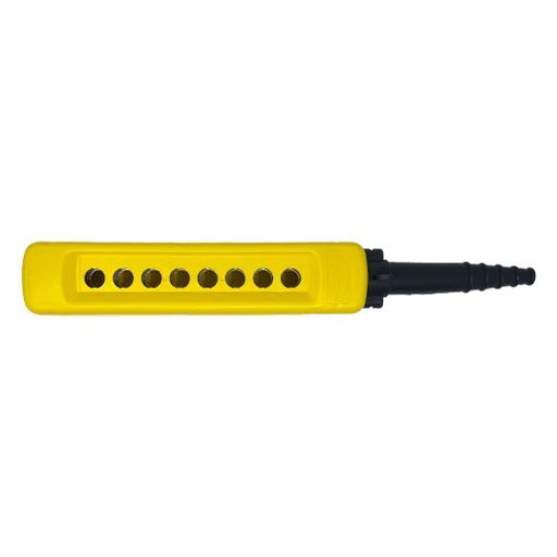 Part Number XACA08H7 eight button yellow pendant enclosure empty front view