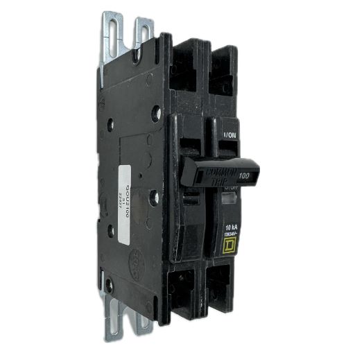 Circuit breaker QOU2100. black, angled front & side view