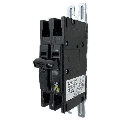 Circuit breaker QOU2100. black, angled front & side view