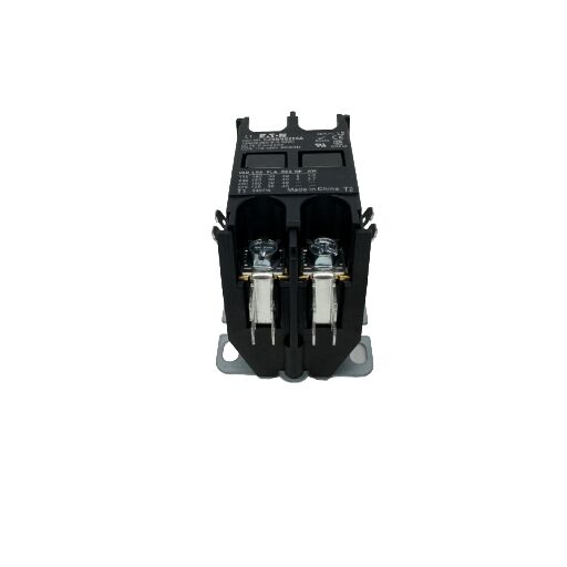 tilted view of front and side of part number 20-04880, black plastic with metal tabs