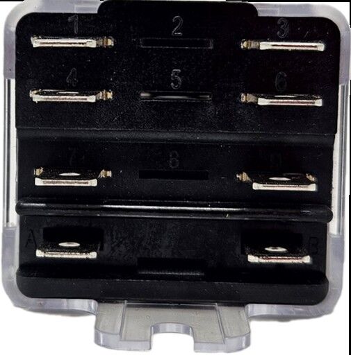 bottom side of part number 20-29641, black with 8 flat blade terminals