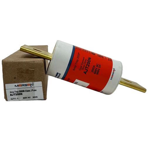 fuse AJT200N next to box with manufacturers label in English
