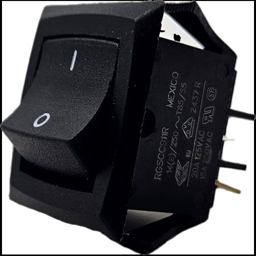 right front view of power switch 75785 showing vertical toggle switch