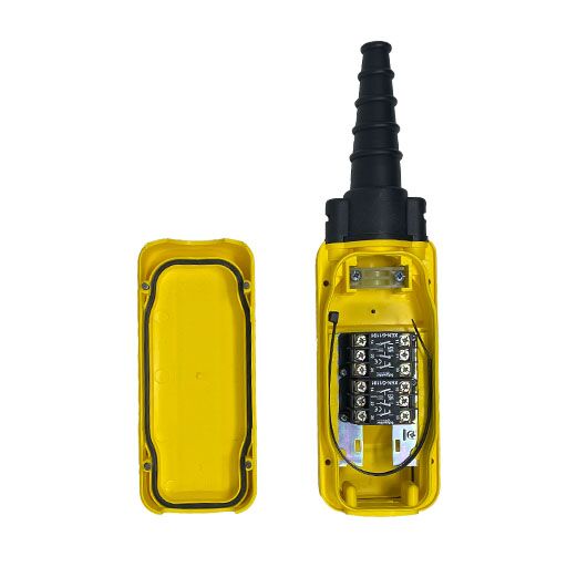 Inside view of Part Number XACA0232891401-A 2 button yellow pendant control