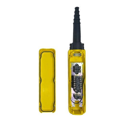 Inside view of Part Number XACA0632891415-B 6 button yellow pendant control