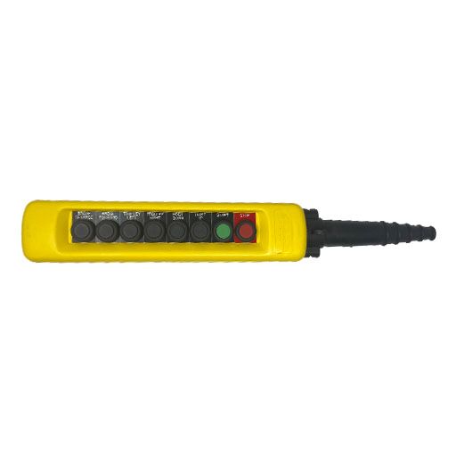Front view of Part Number XACA0832891422-C 8 button yellow pendant control