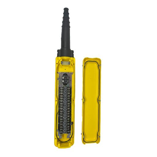 Inside view of Part Number XACA0832891422-C 8 button yellow pendant control