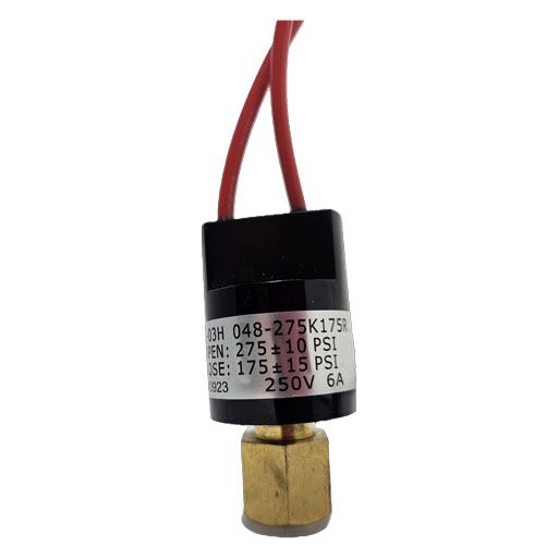 20-51808 Structural Concepts High Pressure Switch showing red wires and manufacturers label with PSI levels listed