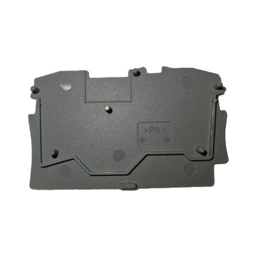 Wago part #2002-1291, end plate, gray plastic, back side