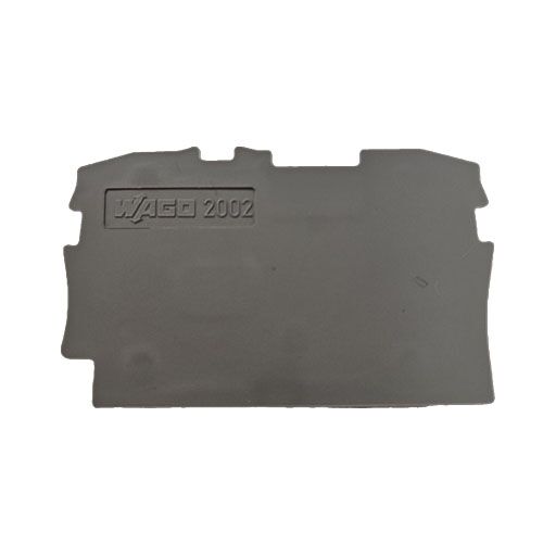 Wago part #2002-1291, end plate, gray plastic, front side