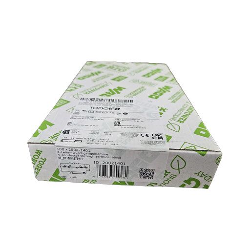 Wago terminal block part #2002-1401, closed box with manufacturers specifications in English