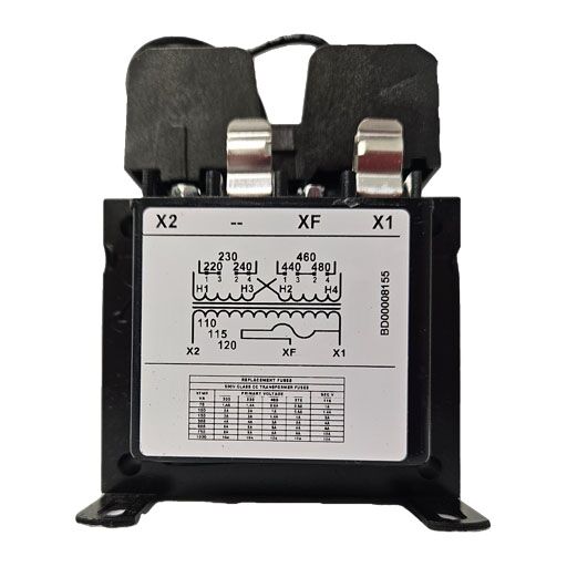 Micron Transformer B100-3557-8 back view showing manufacturers wiring diagram in english
