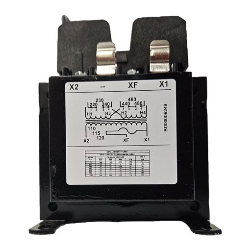 Micron Transformer B150-0471-8F back view showing manufacturers wiring diagram in English