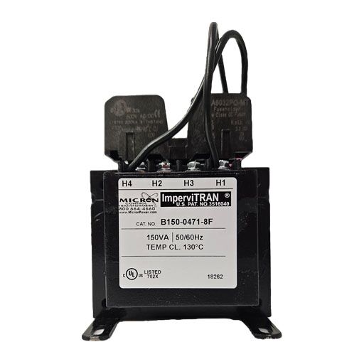 Micron Transformer B150-0471-8F front view showing manufacturers label in English