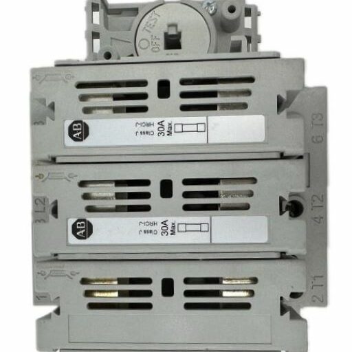 front view of part with amperage, part specifications, and manufacturer logo in English.