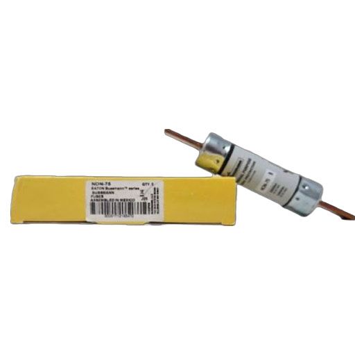 Non-75 amp Bussmann fuse and carton with manufacturers label in English