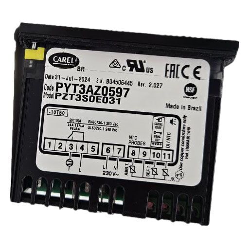 Side view of temp control unit 21-23392 including technical information.