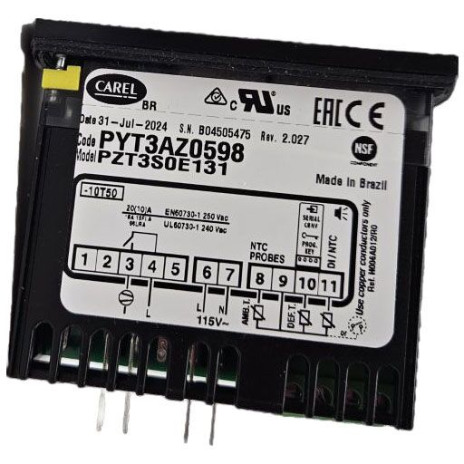 Side view of temp control unit 21-23391 including technical information.