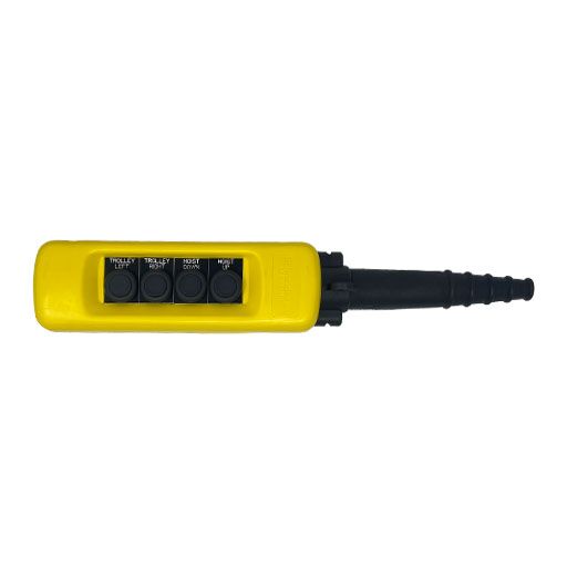 Front view of Part Number XACA0432891405, 4 button yellow pendant control