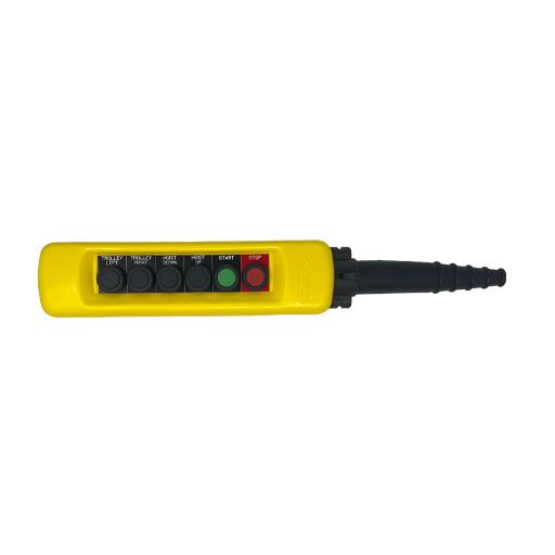 Front view of Part Number XACA0632891415, 6 button yellow pendant control