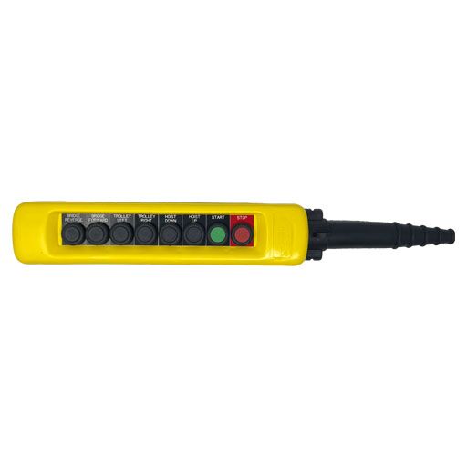 Front view of Part Number XACA0832891422, 8 button yellow pendant control
