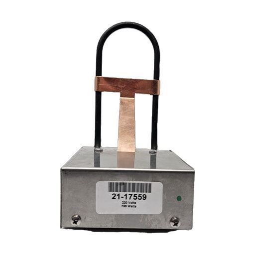 21-17559 Structural Concepts Drain Pan Heater Element front view showing manufacturers label showing item number and heating element