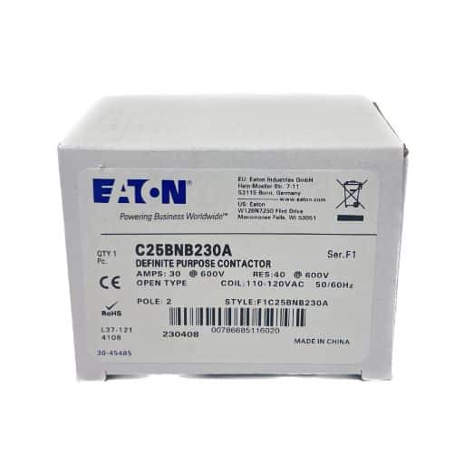 C25BNB230A box with white manufacturers label with part specifications written in English
