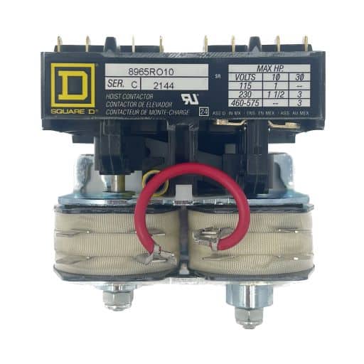 8965RO10V02 reversing contactor, side view with manufacturers label