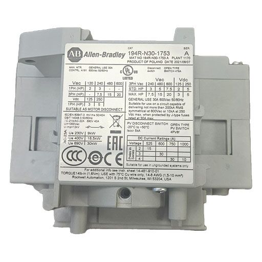 Back of part 194R-N30-1753 with manufacturer logo and part specifications in English.