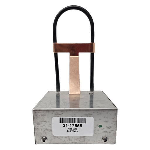 21-17558 Structural Concepts Drain Pan Heater Element front view showing manufacturers label showing item number and heating element