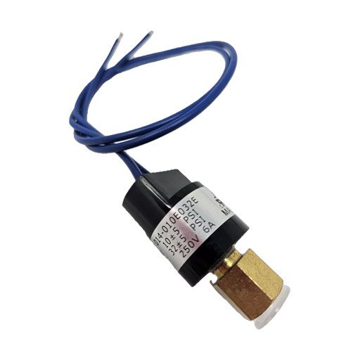 72602 Structural Concepts Low Pressure Switch showing female coupling and blue contact wires with manufacturers label showing technical information