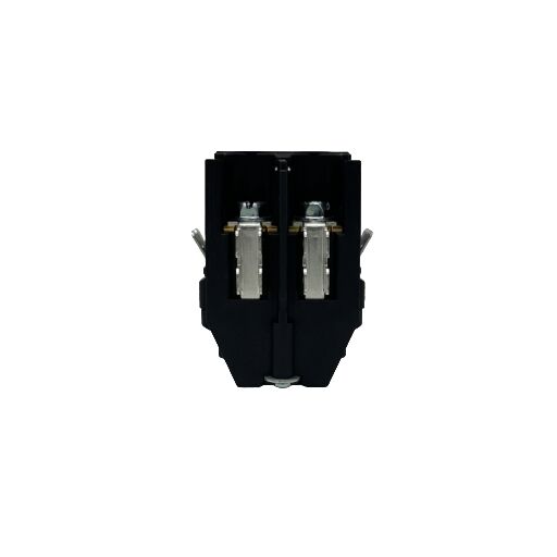 back side view of part number 20-04880, black plastic with metal clips
