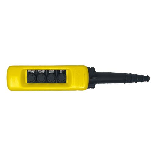 Front view of Part Number XACA0432891405-B 4 button yellow pendant control