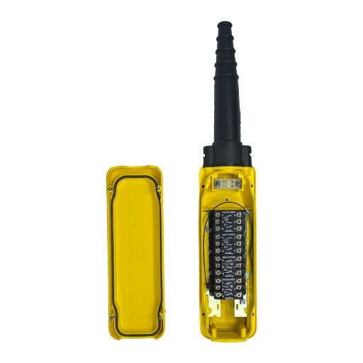 Inside view of Part Number XACA0432891405-B 4 button yellow pendant control