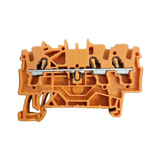 Wago part #2002-1302, orange, plastic, back side view