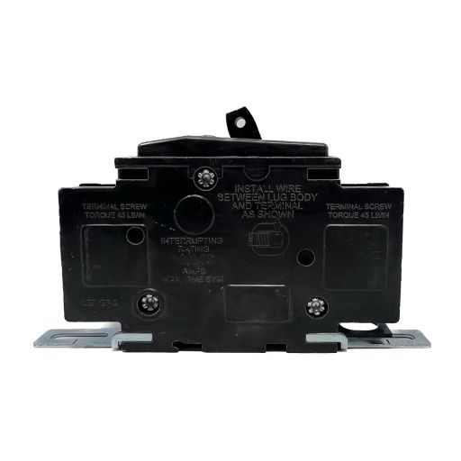 Side view of breaker, part specifications etched in English.