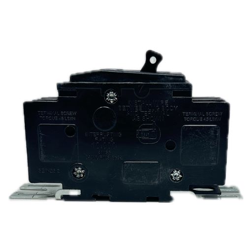 Side view of breaker, part specifications etched in English.