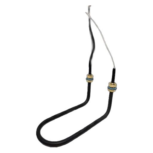 Side view of Structural Concepts heater rod with contact wires and brass fasteners