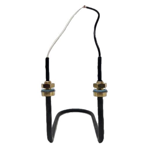 Back view of Structural Concepts heater rod with contact wires and brass fasteners