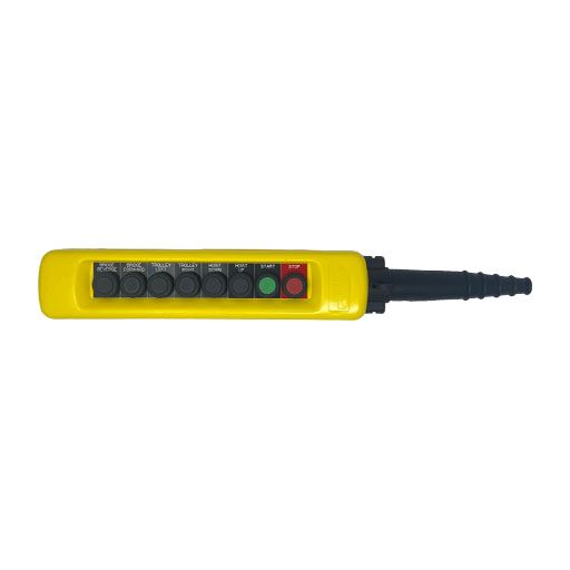 Front view of Part Number XACA0832891422-A 8 button yellow pendant control