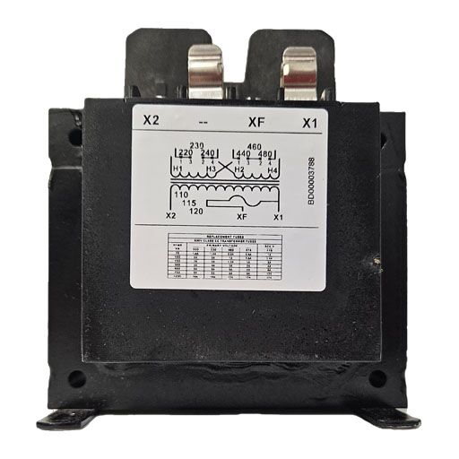 Micron Transformer B300-0471-8F back view showing manufacturers wiring diagram in English