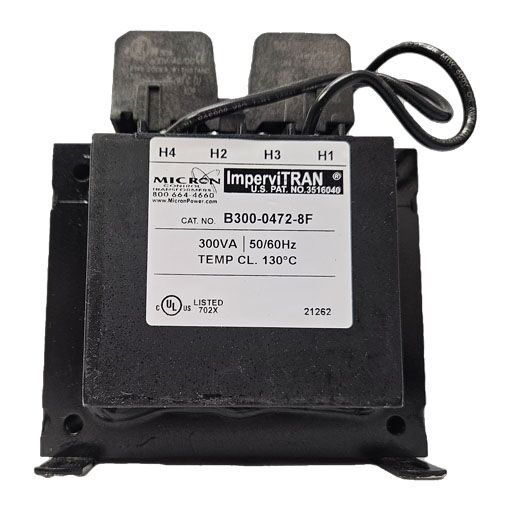 Micron Transformer B300-0471-8F front view showing manufacturers label in English